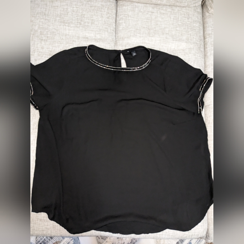 TORRID Size 1 Black Mesh Cover Top with Border Sequins